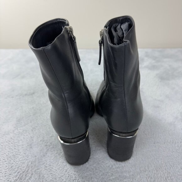 Alexander Wang Sleek Black Heeled Leather Boots Size 7 US - Picture 3 of 16